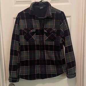 Plaid Button-Up Jacket members mark fleece lined shacket youth xl